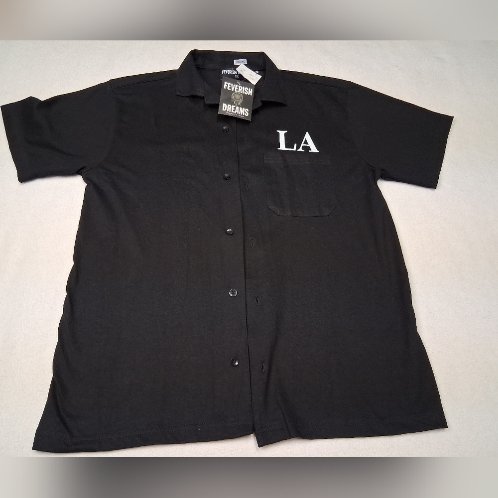 Feverish Dreams LA Black Short-Sleeve Button-Up Shirt